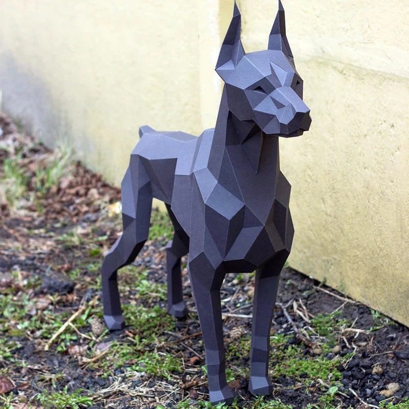 Origami Statue Sculpture 77/105 cm Doberman Dog in 3D Paper to Assemble DIY