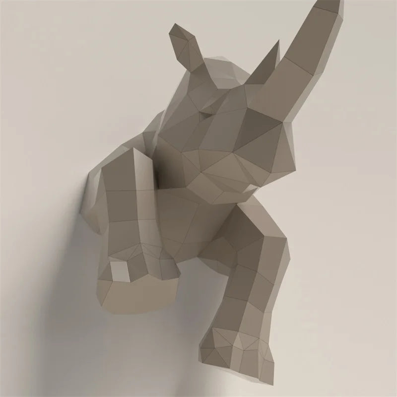 53cm Origami Wall Sculpture 3D Paper Rhinoceros to Assemble DIY 