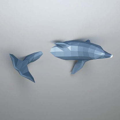 Origami Wall Sculpture 110 cm 3D Paper Dolphin to Assemble DIY