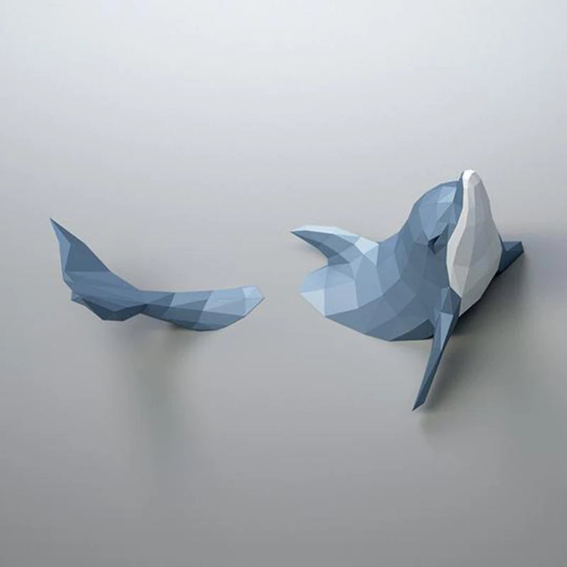 Origami Wall Sculpture 110 cm 3D Paper Dolphin to Assemble DIY