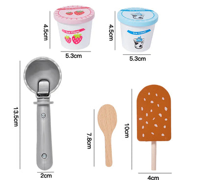 Jouet Stand de Glaces et Accessoires en Bois Montessori