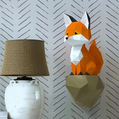 28cm Origami Wall Sculpture 3D Paper Fox to Assemble DIY