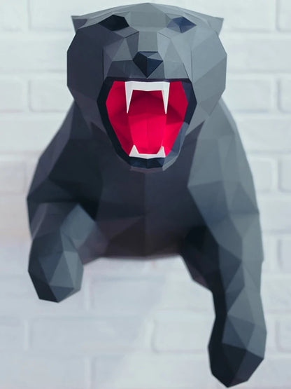 60cm Origami Wall Sculpture Black Panther 3D Paper DIY Assembly