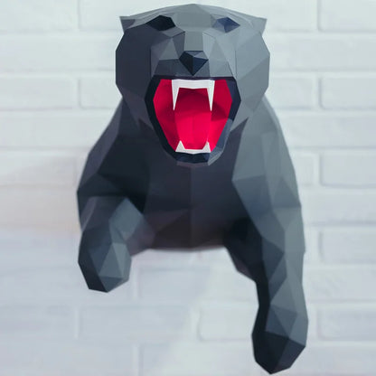 60cm Origami Wall Sculpture Black Panther 3D Paper DIY Assembly