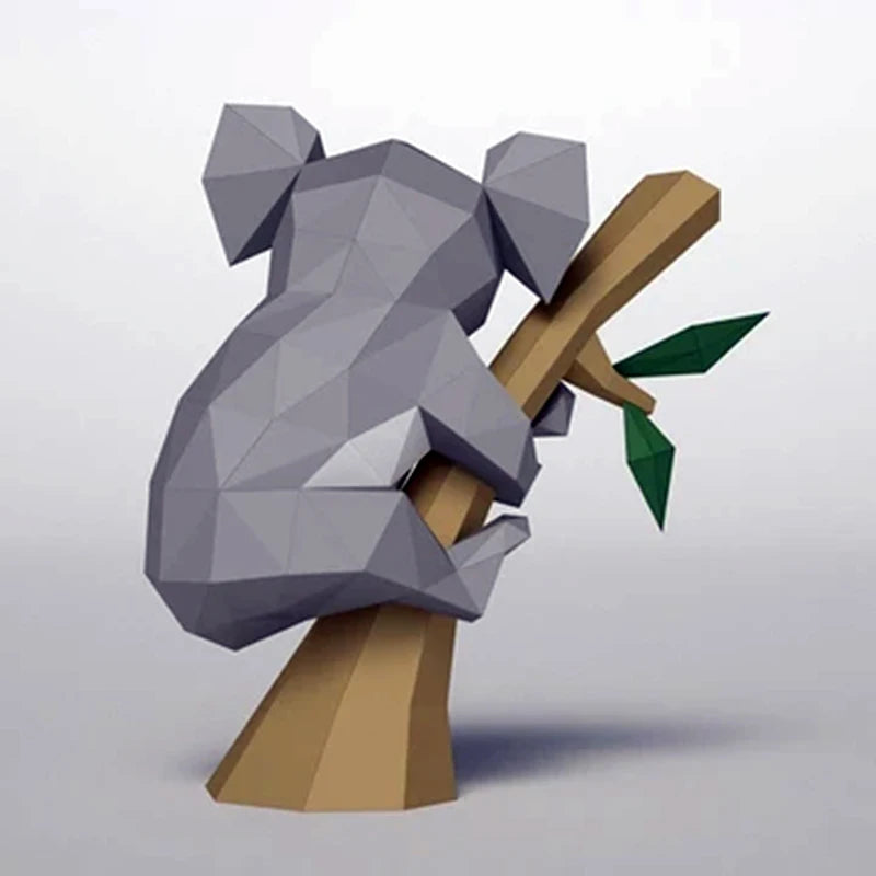 Escultura de papel 3D de koala de origami de 48 cm para montar en la pared. 