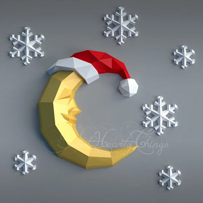 61cm Origami Wall Sculpture Moon Snowflakes Christmas 3D Paper DIY Assembly