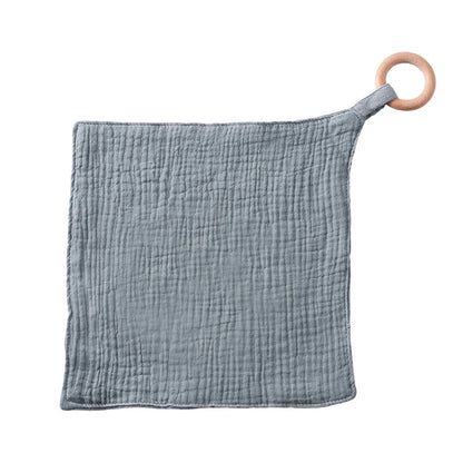 Wooden and Cotton Baby Bib Rattle
