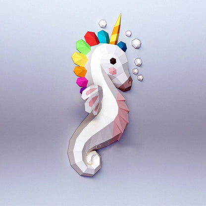 Origami Wall Sculpture 68 cm Seahorse 3D Paper DIY Assembly 