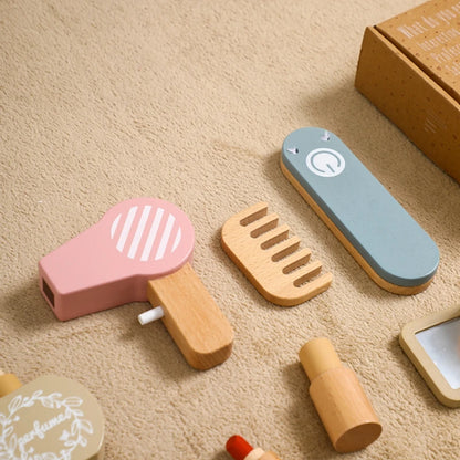 Wooden Makeup Kit Toys Hairdressing 12