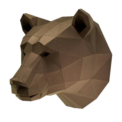 Escultura de pared de origami 44 cm Oso marrón en papel 3D para montar DIY