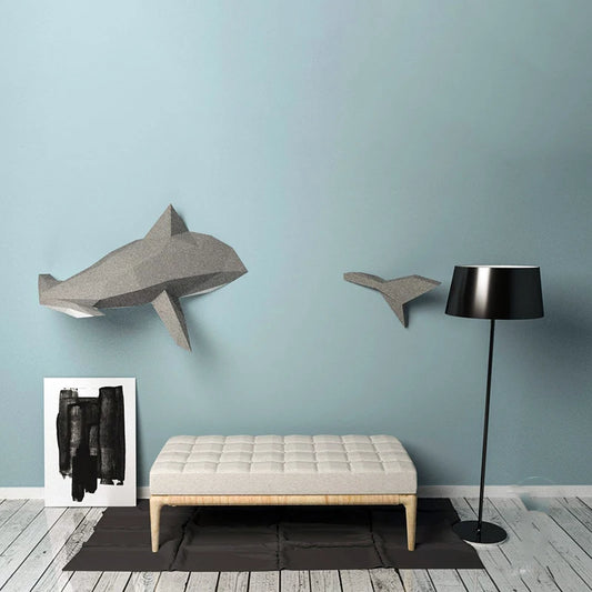 DIY 3D Paper Origami Hammerhead Shark Wall Sculpture