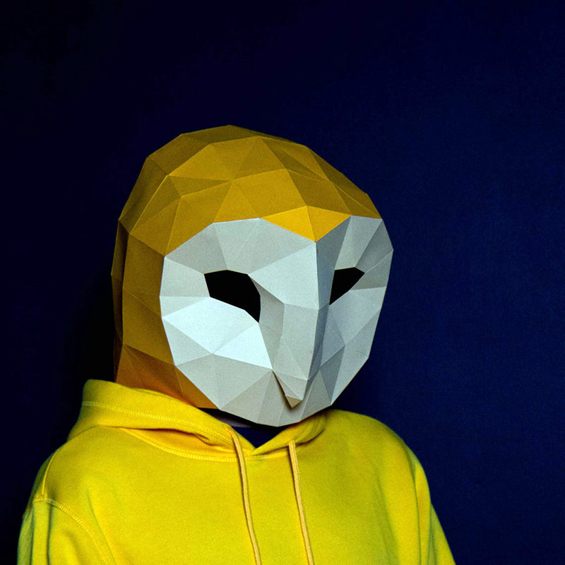 Máscara de papel 3D de búho de origami de 33 cm para armar