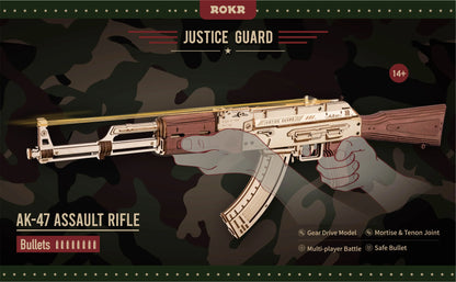Réplica del rifle automático AK47 en rompecabezas de madera 3D