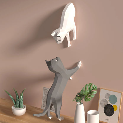 Origami Wall Sculpture 100 cm 3D Paper Cats to Assemble DIY