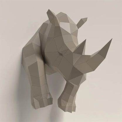 53cm Origami Wall Sculpture 3D Paper Rhinoceros to Assemble DIY 