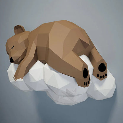 Escultura de pared de origami 60 cm Oso Nube de Papel 3D para Montar DIY