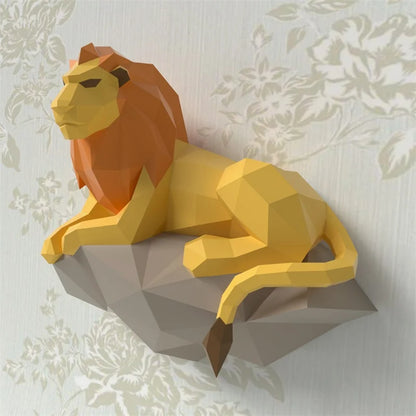 60cm Origami Wall Sculpture 3D Paper Lion to Assemble DIY