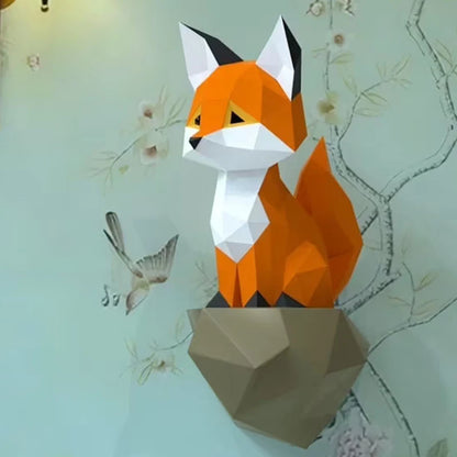 28cm Origami Wall Sculpture 3D Paper Fox to Assemble DIY