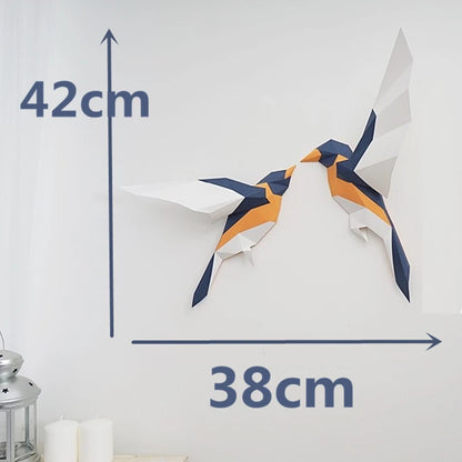 Escultura de pared de origami 42 cm Agapornis en papel 3D para montar DIY