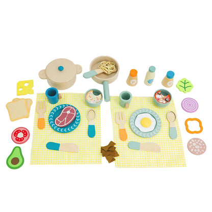 Jouet Ensemble Vaisselle Repas en Bois Dinette Montessori