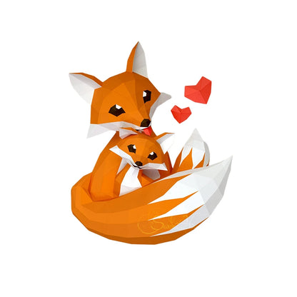 60cm Origami Wall Sculpture 3D Paper Foxes to Assemble DIY