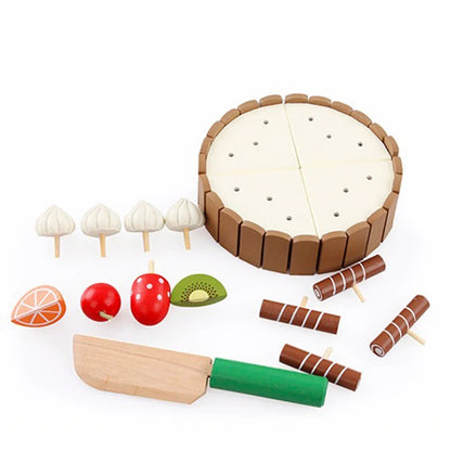 Wooden Cake Toy and Montessori Dinette Accessories