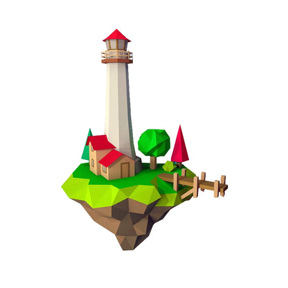 Origami Wall Sculpture 69 cm 3D Paper Lighthouse to Assemble DIY