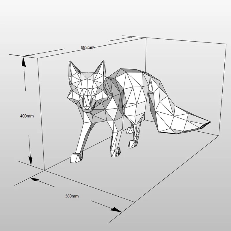 68cm Origami Fox 3D Paper Sculpture to Assemble DIY