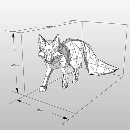 68cm Origami Fox 3D Paper Sculpture to Assemble DIY