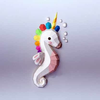 Origami Wall Sculpture 68 cm Seahorse 3D Paper DIY Assembly 