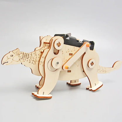 Robot eléctrico autómata de dinosaurio de madera 3D
