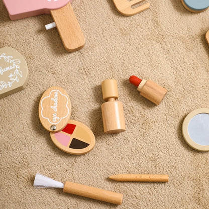 Wooden Makeup Kit Toys Hairdressing 12