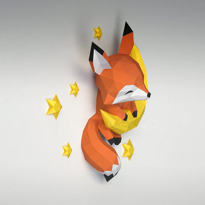 66cm Origami Wall Sculpture 3D Paper Moon Fox to Assemble DIY 