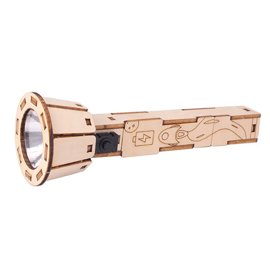 Rompecabezas de madera 3D con linterna eléctrica