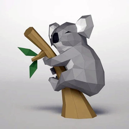 Escultura de papel 3D de koala de origami de 48 cm para montar en la pared. 