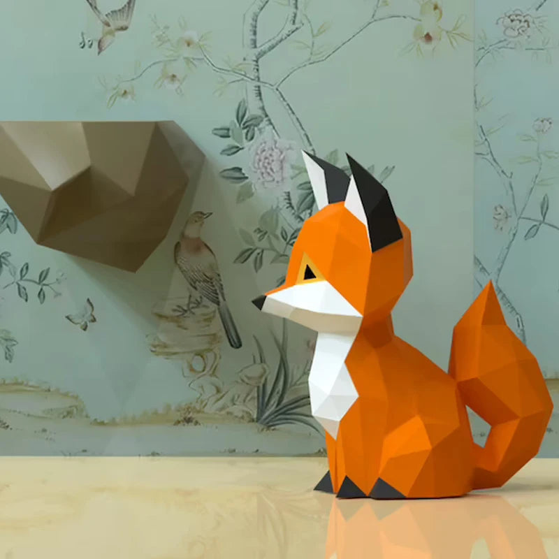 28cm Origami Wall Sculpture 3D Paper Fox to Assemble DIY