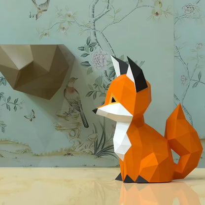 28cm Origami Wall Sculpture 3D Paper Fox to Assemble DIY