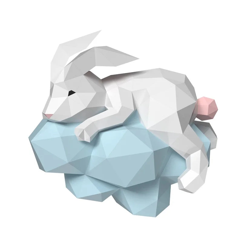 Escultura de pared de origami 60 cm 3D Conejo Nube de Papel para montar DIY