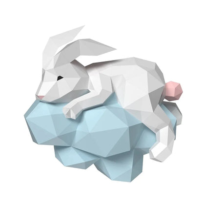 Escultura de pared de origami 60 cm 3D Conejo Nube de Papel para montar DIY