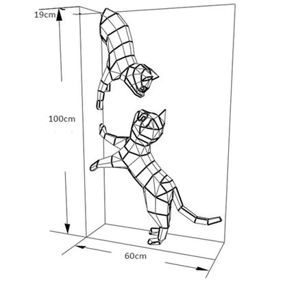 Origami Wall Sculpture 100 cm 3D Paper Cats to Assemble DIY