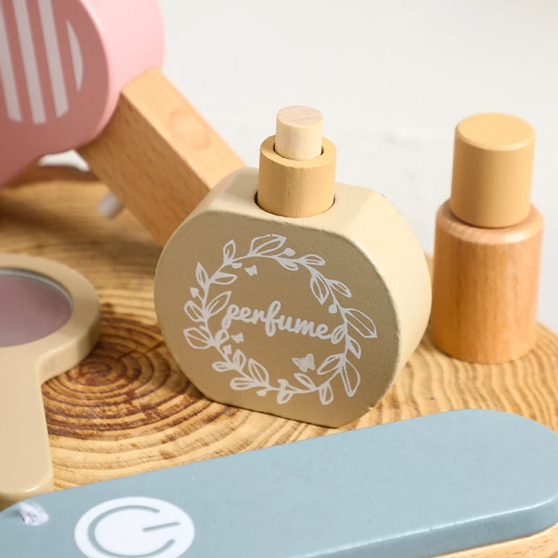 Wooden Makeup Kit Toys Hairdressing 12