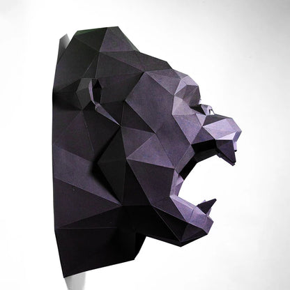 Escultura de pared de origami de gorila de papel 3D de 48 cm para armar.