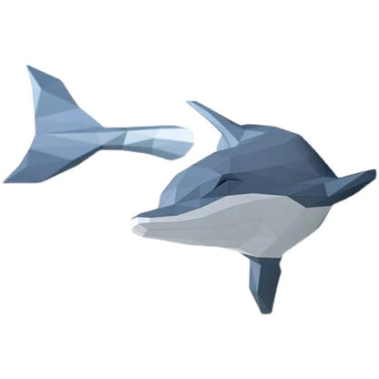 Origami Wall Sculpture 110 cm 3D Paper Dolphin to Assemble DIY