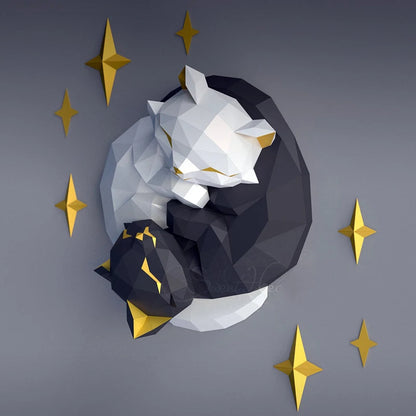 Origami Wall Sculpture 42 cm 3D Paper Cats to Assemble DIY